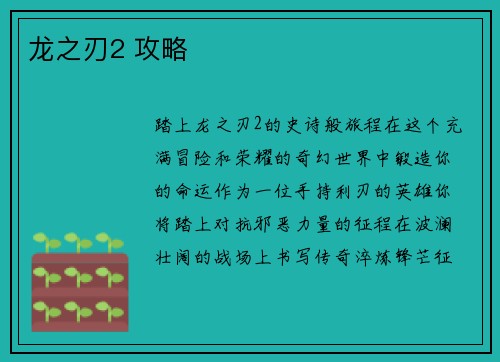 龙之刃2 攻略